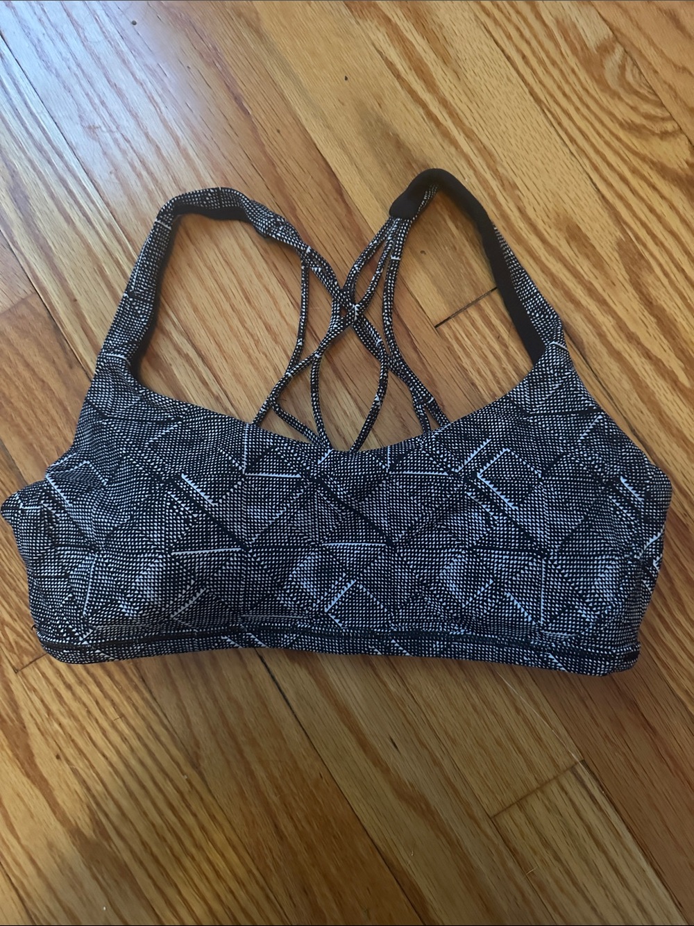 lululemon athletica Black & White Geometric Strappy Sports Bra